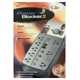 New in Box Power Blocker 2 Surge Protector For Eight Outlets, Cable For Television or Computer, Phone Line Protection, 8"W x 2"D x 13"H