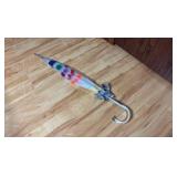 Colored Polka Dot Umbrella, Clear Plastic Material, Solid Handle