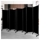 Black Room Divider, Eight Panels, Adjustable, 6-Feet High, 176 Inches Wide, Great to Separate and Divide Rooms, Great for Offices, Homes, Bedrooms, Dorm Rooms, Churches and More