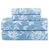 King | Pointehaven 180 GSM Brushed Cotton Sheets | Misty Breeze Printed Flannel | Deep Pocket | 4 pc Sheet Set