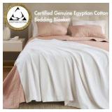 Full/Queen | Madison Park 100% Certified Egyptian Cotton Blanket | White | Retail $100