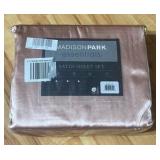 Queen | Madison Park Satin Sheet Set | Blush Color | 1 flat sheet 1 fitted sheet 4 pillow cases