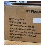 31-Piece Nonstick Cookware Set Kikcoin - Pans, Lids, Steamer, Grill Pan, Silicone Utensils, 6-Piece Bakeware, Cooling Rack, Pan Protectors