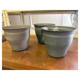 Three 6-Inch IronStone Pots, Great for Indoor or Outdoor Use, Gardens and Flowers, Triple Coated for Lasting Finish