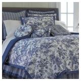 Laurel Manor Fine Linens Comforter ONLY, King Size Bed 110 x 96 Inches Toile Garden Design Print Blue and White