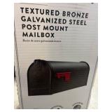 Mailbox Elite Bronze, Medium, Steel, Post Mount, Small dent back corner, 9”h x 7”w x 20d