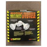 Satco SF76/530 Two Light Outdoor Heavy Duty Cast Aluminum Durable Weather Proof Security Flood Light with Motion Sensor Retail $80