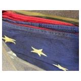 Elizabeth Ross Heritage Series USA Pulldown flag, featuring sewn stripes, embroidered stars, and brass grommets. 20”Lx8”W