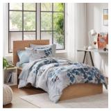 King | Madison Park Comforter | Floral Print | Blues and Grays