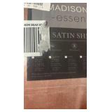 Queen | Madison Park Satin Sheet Set | Blush Color | 1 flat sheet 1 fitted sheet 4 pillow cases