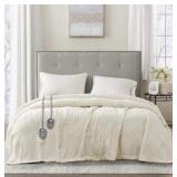 Beautyrest luxury heated blanket queen size waffle, plush with Sherpa, Retail $80 reverse two controllers included for temperature control 84“ x 90“