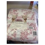 Modern Heirloom Full Queen Quilt Set, 1 Quilt 88 x 90 inches and 2 Shams 20 x 26 inches Gardem Toile Pattern, White and Red