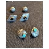 Sterling Silver Turquoise Earrings Set - Southwestern Native American Style