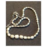 Silver-Tone Square Bead Necklace with Extender Chain