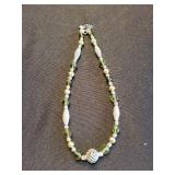 Silver Light-Green Beaded Necklace