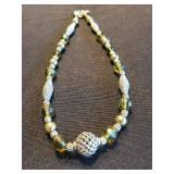 Silver Light-Green Beaded Necklace