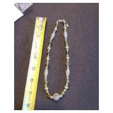 Silver Light-Green Beaded Necklace