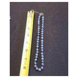 Blue Stone Beaded Necklace - Marbled Blue Beads on Silver Chain, Adjustable Extender