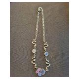 Silver-Tone Wavy-Link Necklace with Multicolor Disc Charms