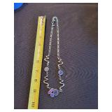 Silver-Tone Wavy-Link Necklace with Multicolor Disc Charms
