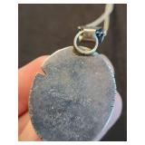 Sterling Silver Amethyst Oval Pendant Necklace with Rope-Edge Bezel