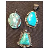 Gilbert Nelson Sterling Turquoise Pendants (Lot of 3)