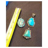 Gilbert Nelson Sterling Turquoise Pendants (Lot of 3)