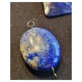 Three Lapis Lazuli Pendants - Triangular, Oval & Teardrop, Silver (Lot of 3)