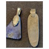 Three Lapis Lazuli Pendants - Triangular, Oval & Teardrop, Silver (Lot of 3)