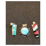 Sterling Silver Turquoise Inlay Pendant Trio (Lot of 3)