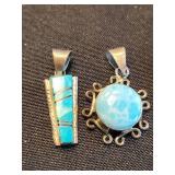 Sterling Silver Turquoise Inlay Pendant Trio (Lot of 3)