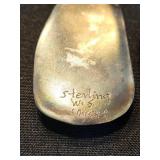 Sterling Silver Pendants - Purple Stone Cabochon & Engraved Gray Stone