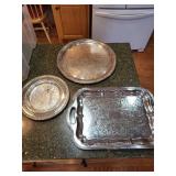 Silver-Plated Serving Tray & Charger Plates - 3-Piece Set Silver-Plated Serving Tray & Charger Plates - 3-Piece Set