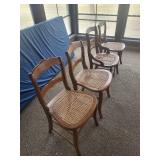 Set of Four Vintage Wooden Dining Chairs with Cane Seats Set of Four Vintage Wooden Dining Chairs with Cane Seats