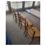 Set of Four Vintage Wooden Dining Chairs with Cane Seats Set of Four Vintage Wooden Dining Chairs with Cane Seats