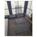 Wrought Iron Mesh Patio Chair with 3 Tables - Outdoor Furniture Set Wrought Iron Mesh Patio Chair with 3 Tables - Outdoor Furniture Set