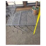 Wrought Iron Mesh Patio Chair with 3 Tables - Outdoor Furniture Set Wrought Iron Mesh Patio Chair with 3 Tables - Outdoor Furniture Set