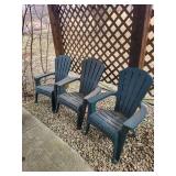 Dark Teal Plastic Adirondack Chairs (Lot of 3) Dark Teal Plastic Adirondack Chairs (Lot of 3)