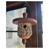Rustic Bark Birdhouse With Bark-Wrapped Exterior and Hanging Ring Rustic Bark Birdhouse With Bark-Wrapped Exterior and Hanging Ring