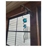 Turquoise Glass Bead Spiral Wind Chime - 3 Faceted Orbs Hanging Ornament Turquoise Glass Bead Spiral Wind Chime - 3 Faceted Orbs Hanging Ornament