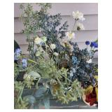 Ceramic Vases - Pair with Blue Grapes Pattern & Dried Floral Arrangements Ceramic Vases - Pair with Blue Grapes Pattern & Dried Floral Arrangements