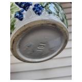 Ceramic Vases - Pair with Blue Grapes Pattern & Dried Floral Arrangements Ceramic Vases - Pair with Blue Grapes Pattern & Dried Floral Arrangements