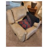 Beige Recliner Chair with Pillow & Throw Blanket Beige Recliner Chair with Pillow & Throw Blanket