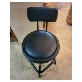 Black Padded Bar Stool With Backrest - Round Seat & Metal Frame Black Padded Bar Stool With Backrest - Round Seat & Metal Frame