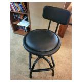 Black Padded Bar Stool With Backrest - Round Seat & Metal Frame Black Padded Bar Stool With Backrest - Round Seat & Metal Frame