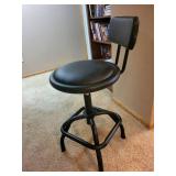Black Padded Bar Stool With Backrest - Round Seat & Metal Frame Black Padded Bar Stool With Backrest - Round Seat & Metal Frame