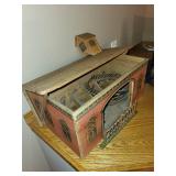 Vintage Wooden Toy House with Horses & Tree Sculpture Vintage Wooden Toy House with Horses & Tree Sculpture