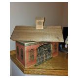 Vintage Wooden Toy House with Horses & Tree Sculpture Vintage Wooden Toy House with Horses & Tree Sculpture