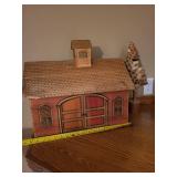 Vintage Wooden Toy House with Horses & Tree Sculpture Vintage Wooden Toy House with Horses & Tree Sculpture