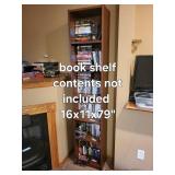 Oak Tall Narrow DVD Shelf - Bookcase, 16 in W x 11 in D x 79 in H Oak Tall Narrow DVD Shelf - Bookcase, 16 in W x 11 in D x 79 in H